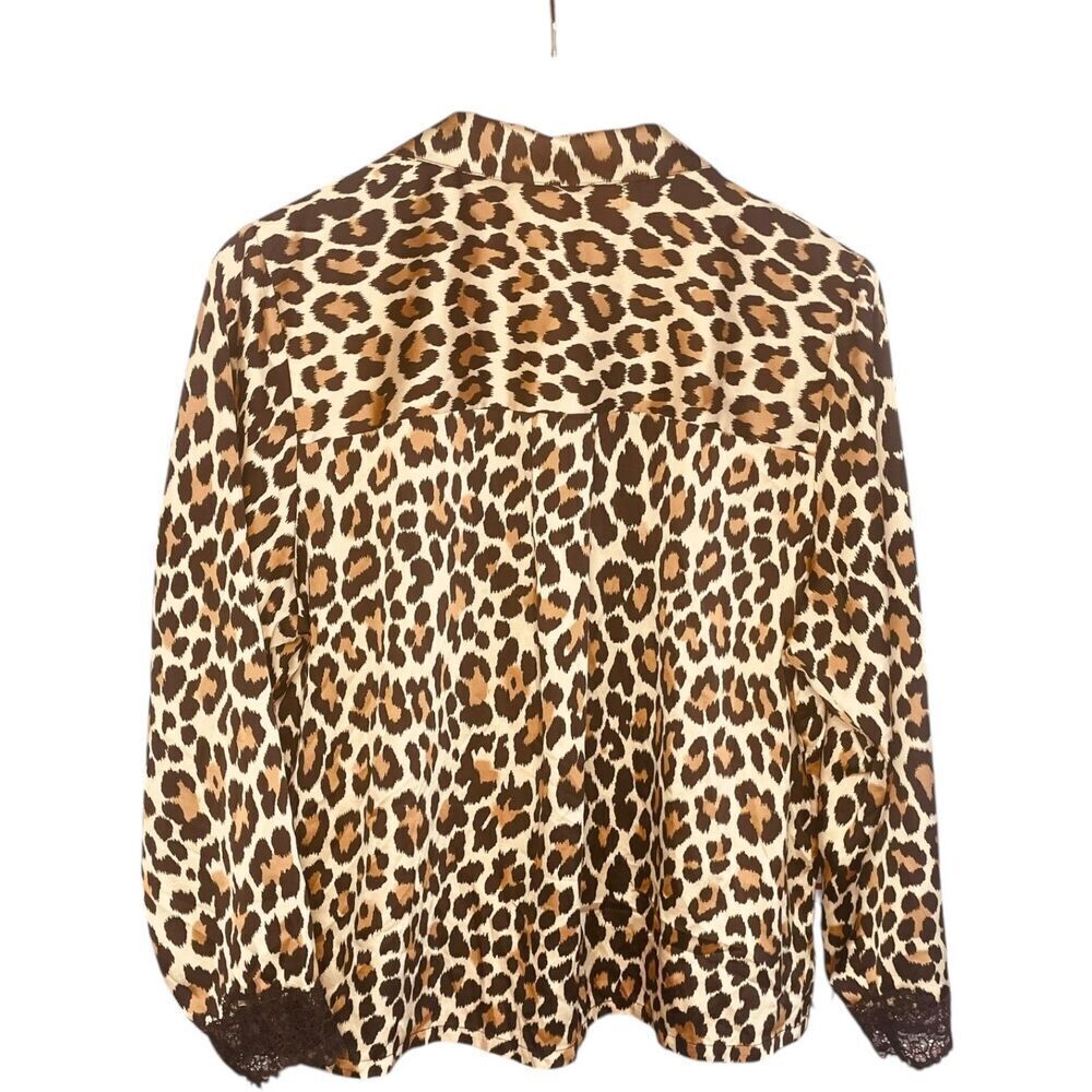 Kate Spade New York Leopard Print Button Down Blouse Top Shirt - Picture 8 of 12